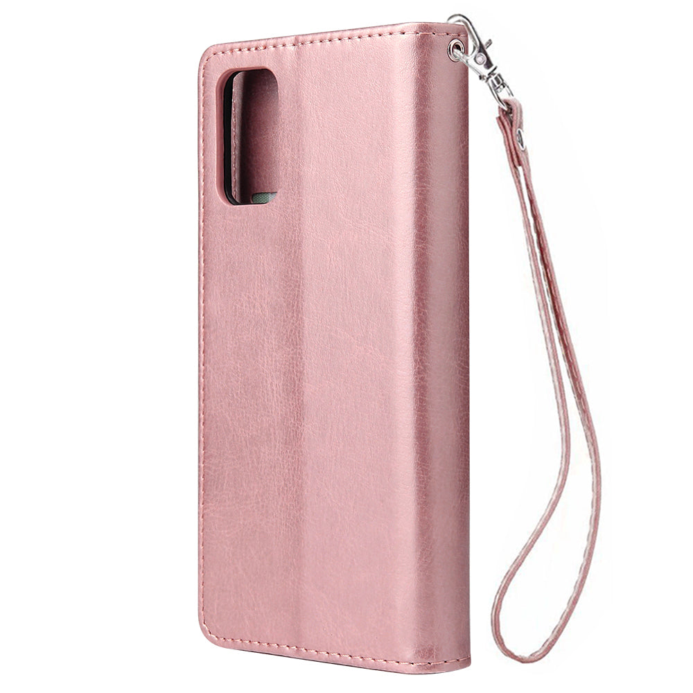 With 9 Card Slots Cell Phone Leather Phone Case for Samsung Galaxy S20 Ultra - Rose Gold