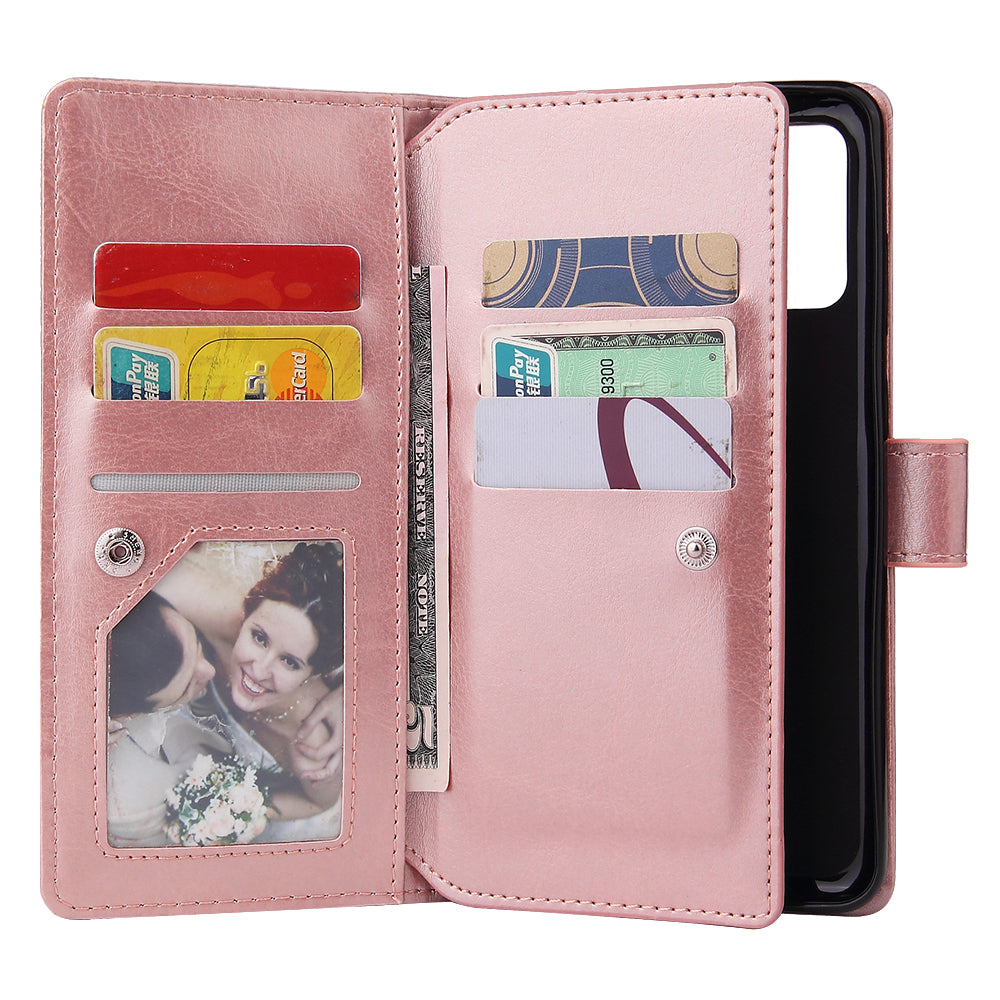 With 9 Card Slots Cell Phone Leather Phone Case for Samsung Galaxy S20 Ultra - Rose Gold