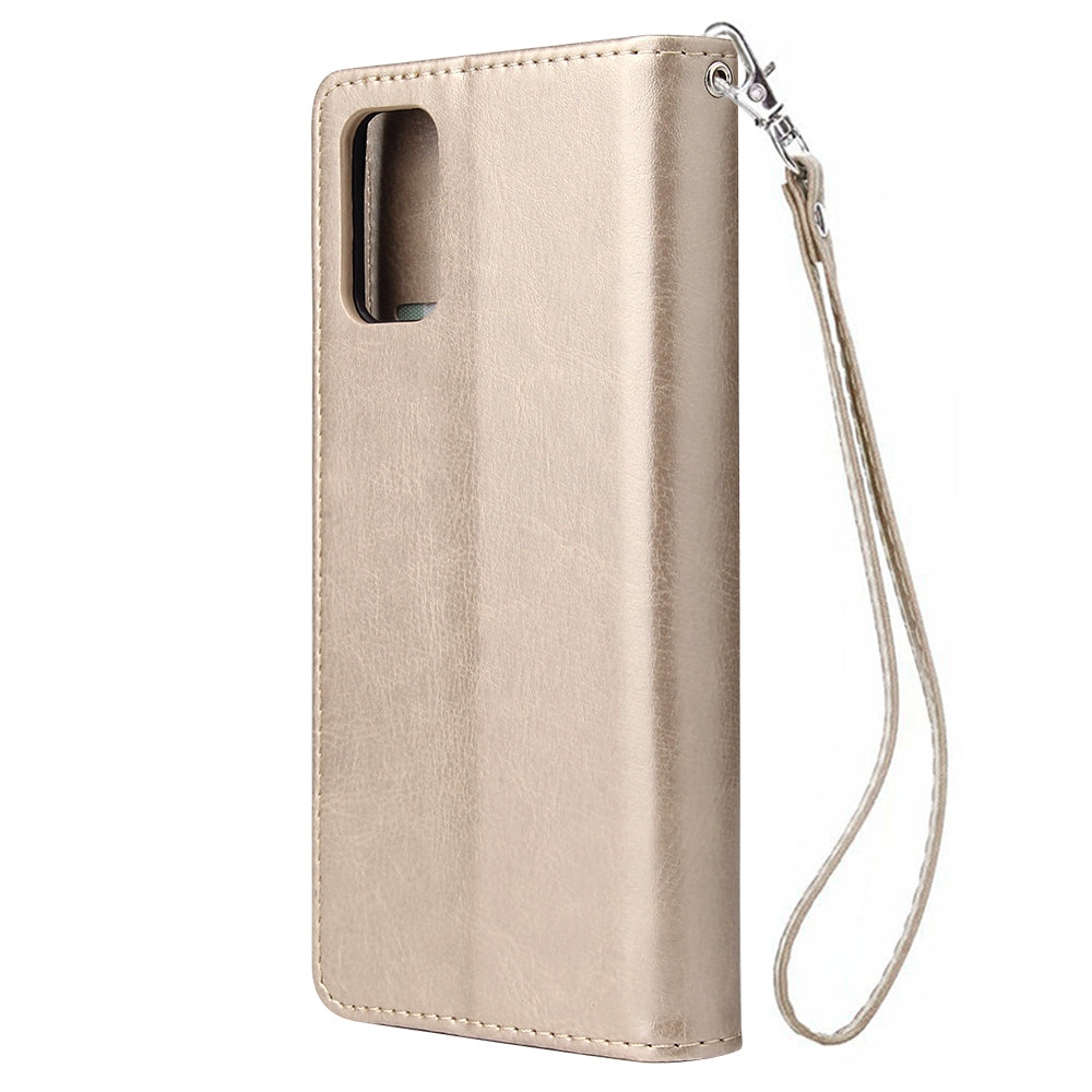 With 9 Card Slots Cell Phone Leather Phone Case for Samsung Galaxy S20 Ultra - Gold