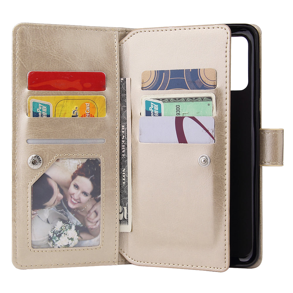 With 9 Card Slots Cell Phone Leather Phone Case for Samsung Galaxy S20 Ultra - Gold