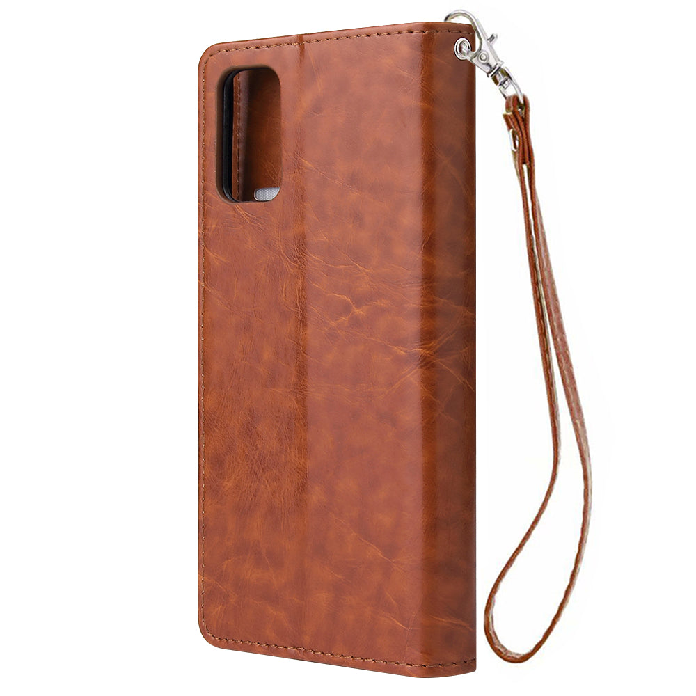 With 9 Card Slots Cell Phone Leather Phone Case for Samsung Galaxy S20 Ultra - Brown