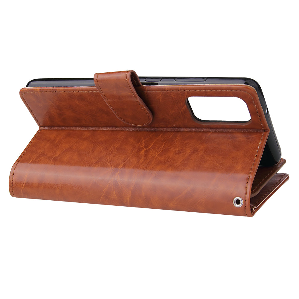 With 9 Card Slots Cell Phone Leather Phone Case for Samsung Galaxy S20 Ultra - Brown