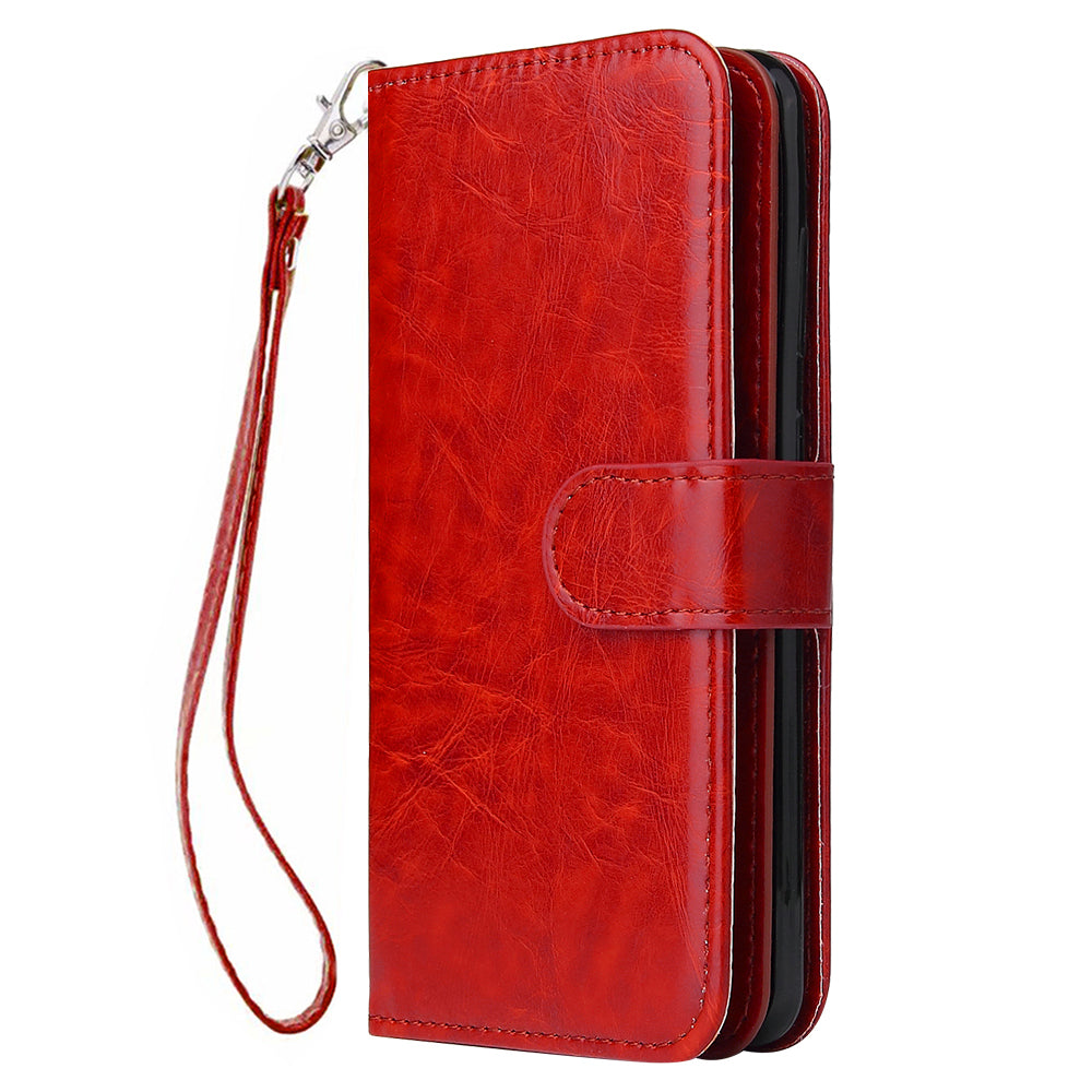 With 9 Card Slots Cell Phone Leather Case for Samsung Galaxy S20 Plus / S20 Plus 5G - Red