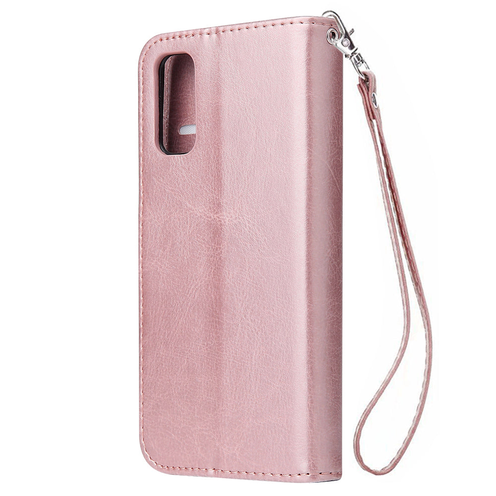 With 9 Card Slots Cell Phone Leather Case for Samsung Galaxy S20 Plus / S20 Plus 5G - Rose Gold