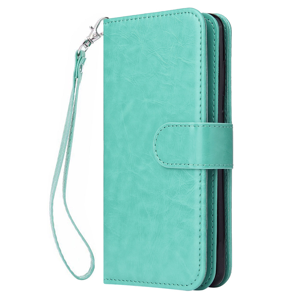 With 9 Card Slots Cell Phone Leather Case for Samsung Galaxy S20 Plus / S20 Plus 5G - Cyan