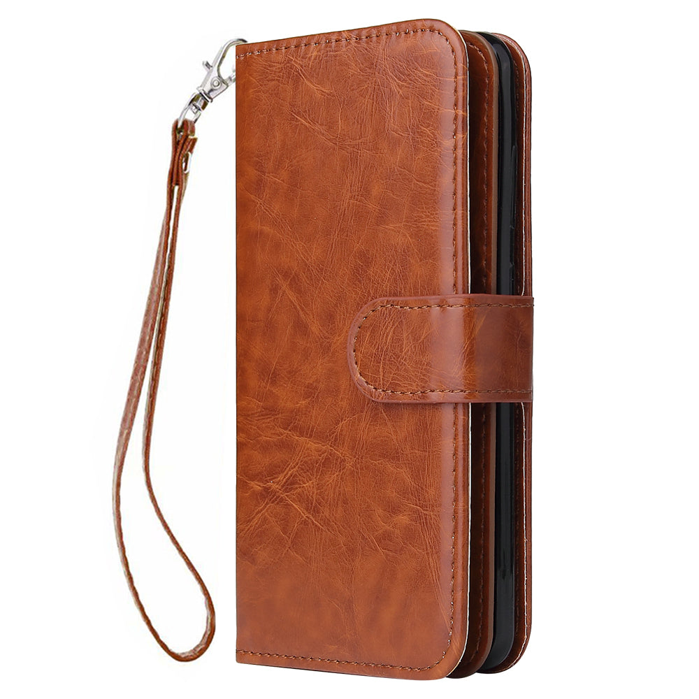 With 9 Card Slots Cell Phone Leather Case for Samsung Galaxy S20 Plus / S20 Plus 5G - Brown