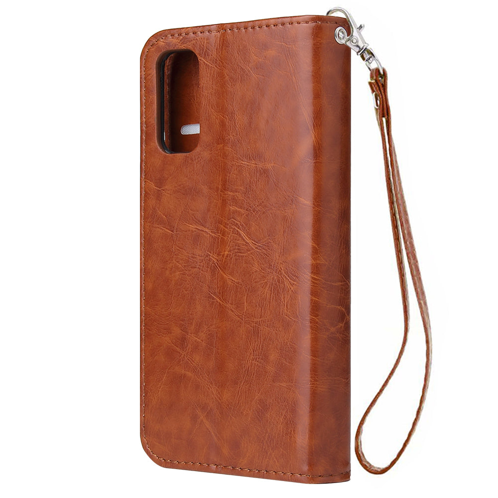 With 9 Card Slots Cell Phone Leather Case for Samsung Galaxy S20 Plus / S20 Plus 5G - Brown