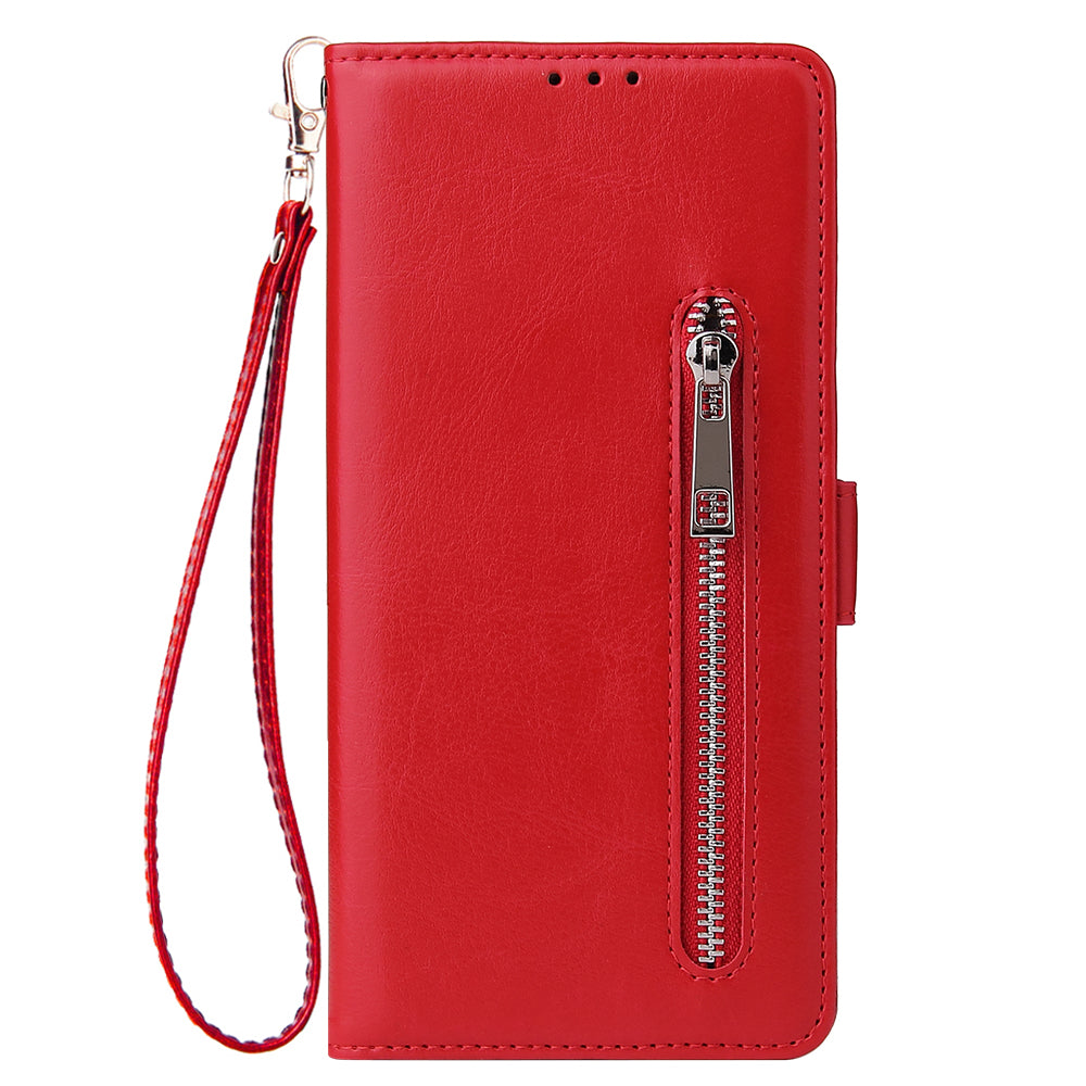 Magnetic Absorbed Zipper Leather Shell for Samsung Galaxy S20 Ultra - Red