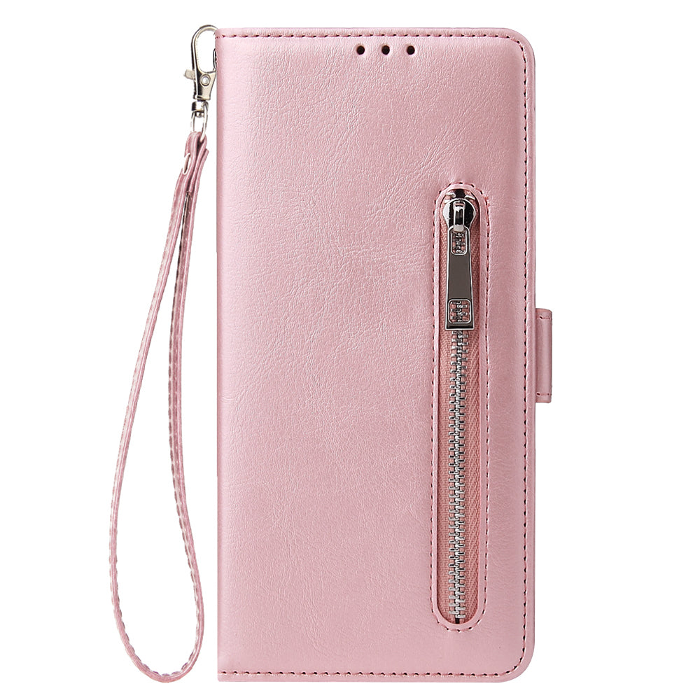 Magnetic Absorbed Zipper Leather Shell for Samsung Galaxy S20 Ultra - Rose Gold