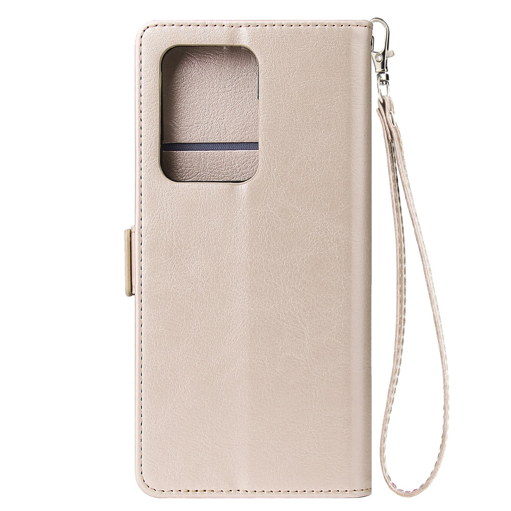 Magnetic Absorbed Zipper Leather Shell for Samsung Galaxy S20 Ultra - Gold