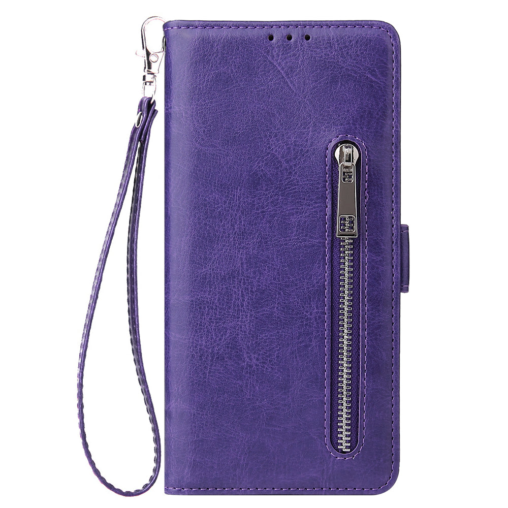 Magnetic Absorbed Zipper Leather Shell for Samsung Galaxy S20 Ultra - Purple