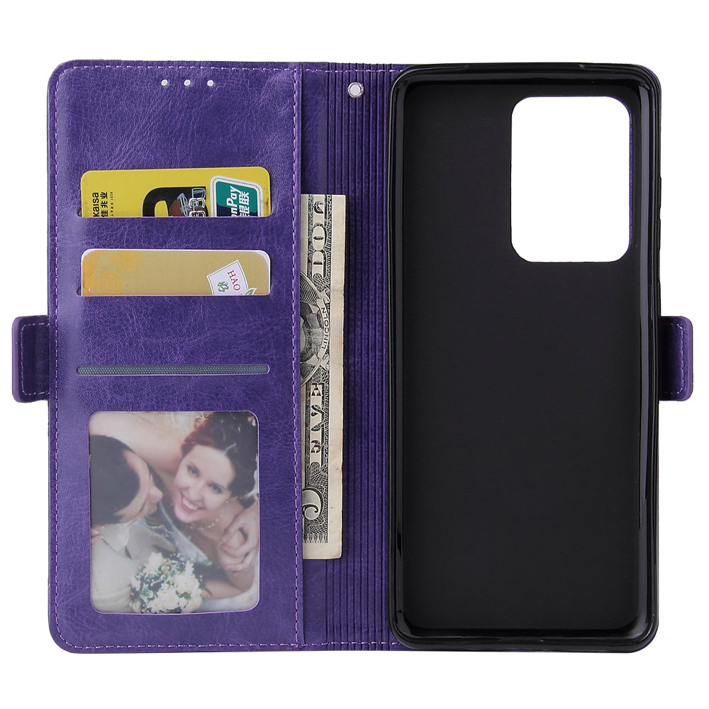 Magnetic Absorbed Zipper Leather Shell for Samsung Galaxy S20 Ultra - Purple