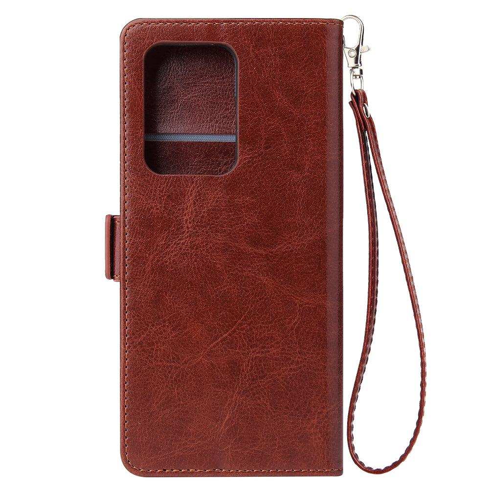 Magnetic Absorbed Zipper Leather Shell for Samsung Galaxy S20 Ultra - Brown