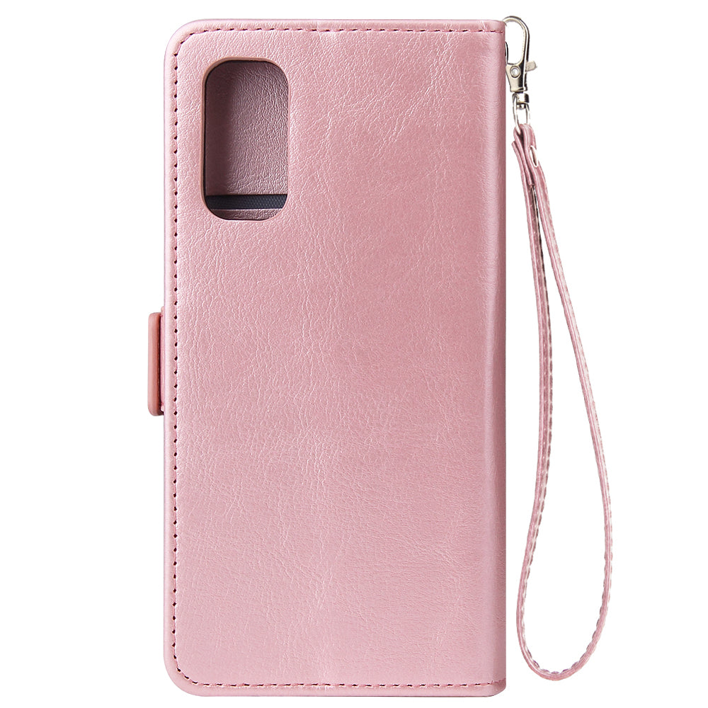 Magnetic Absorbed Zipper Leather Purse Shell for Samsung Galaxy S20 4G/S20 5G - Rose Gold