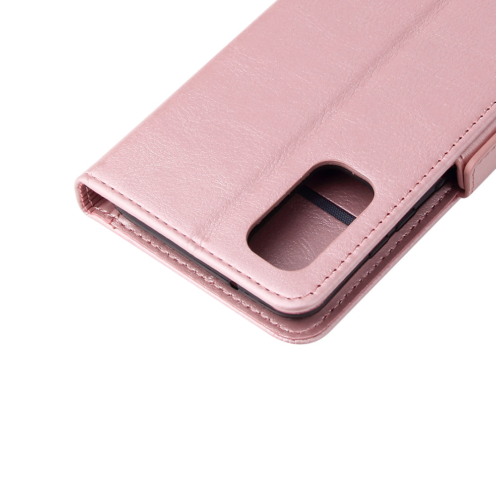 Magnetic Absorbed Zipper Leather Purse Shell for Samsung Galaxy S20 4G/S20 5G - Rose Gold