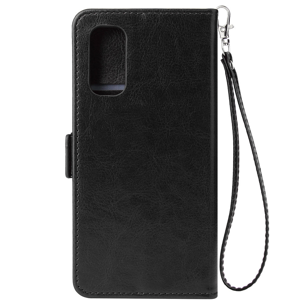 Magnetic Absorbed Zipper Leather Purse Shell for Samsung Galaxy S20 4G/S20 5G - Black