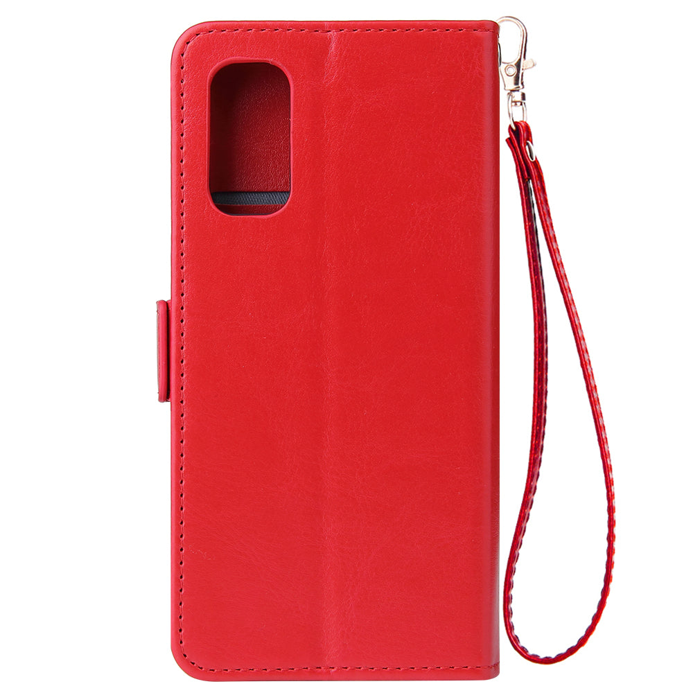 Magnetic Absorbed Zipper Leather Purse Shell for Samsung Galaxy S20 4G/S20 5G - Red