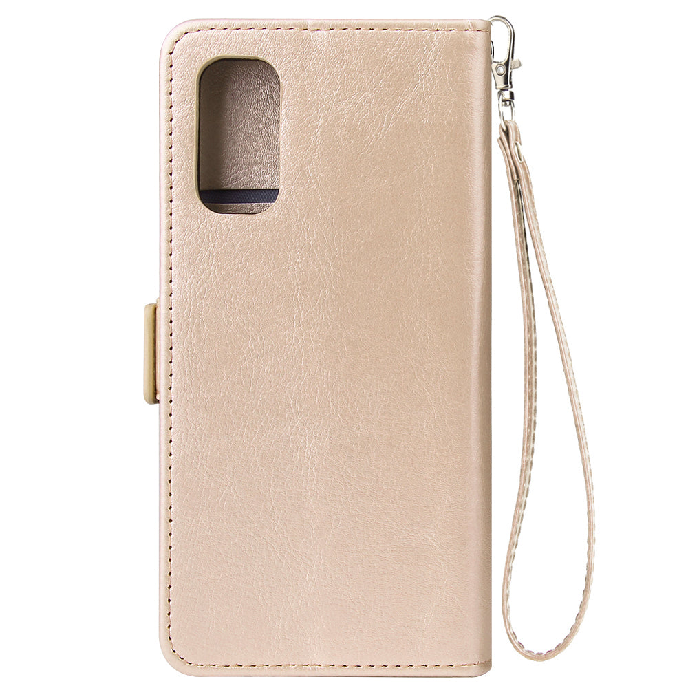 Magnetic Absorbed Zipper Leather Purse Shell for Samsung Galaxy S20 4G/S20 5G - Gold