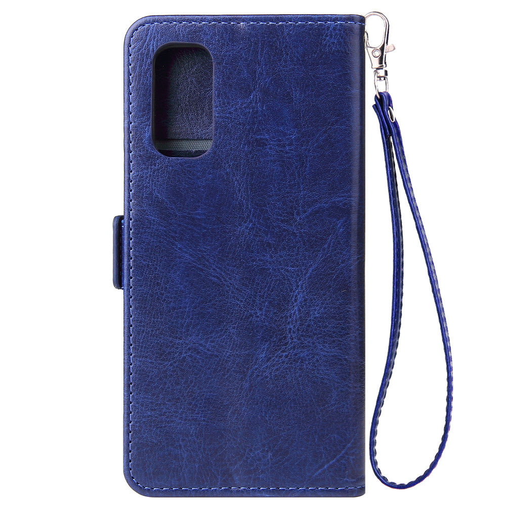 Magnetic Absorbed Zipper Leather Purse Shell for Samsung Galaxy S20 4G/S20 5G - Blue