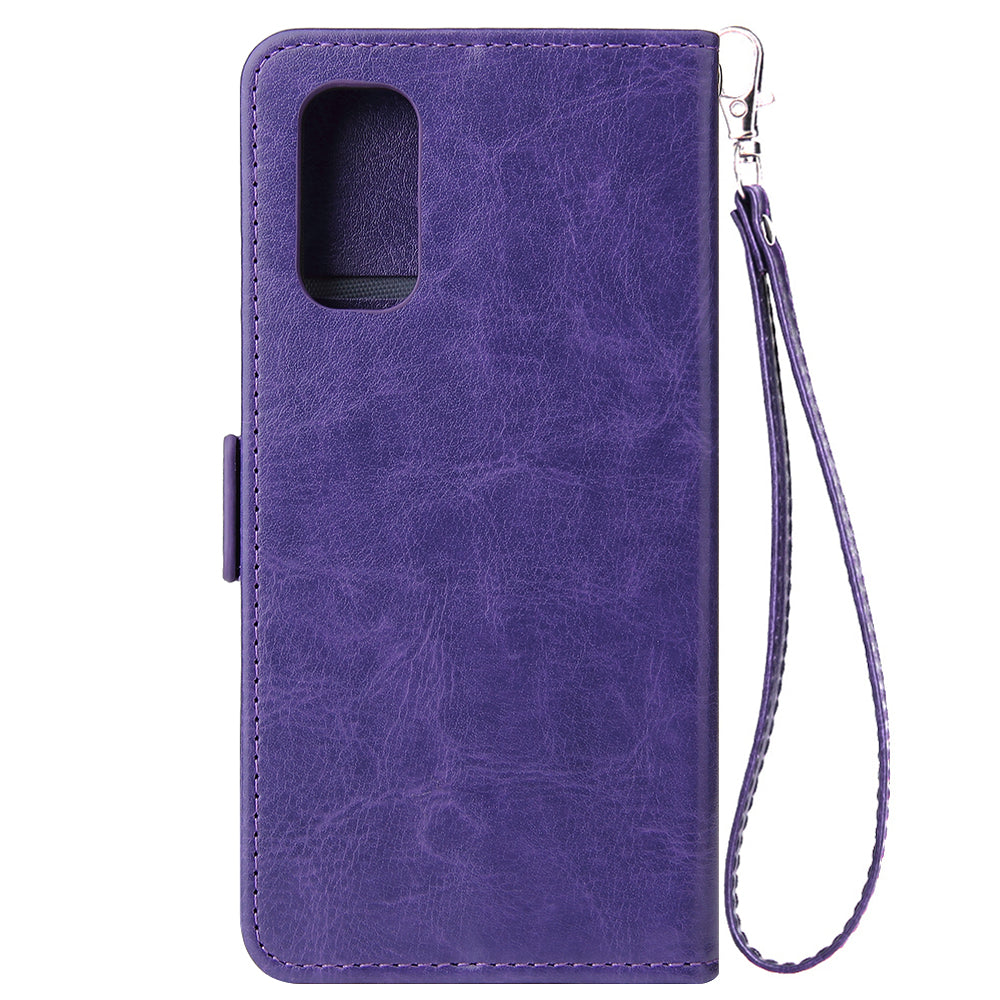 Magnetic Absorbed Zipper Leather Purse Shell for Samsung Galaxy S20 4G/S20 5G - Purple