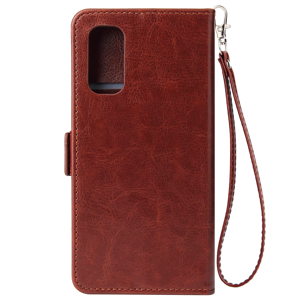 Magnetic Absorbed Zipper Leather Purse Shell for Samsung Galaxy S20 4G/S20 5G - Brown