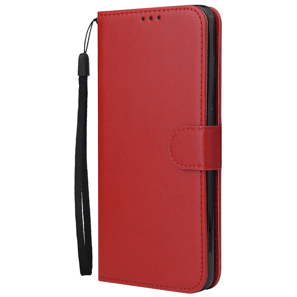 PU Leather Wallet Cell Phone Case with Lanyard for Samsung Galaxy S20 Ultra - Red