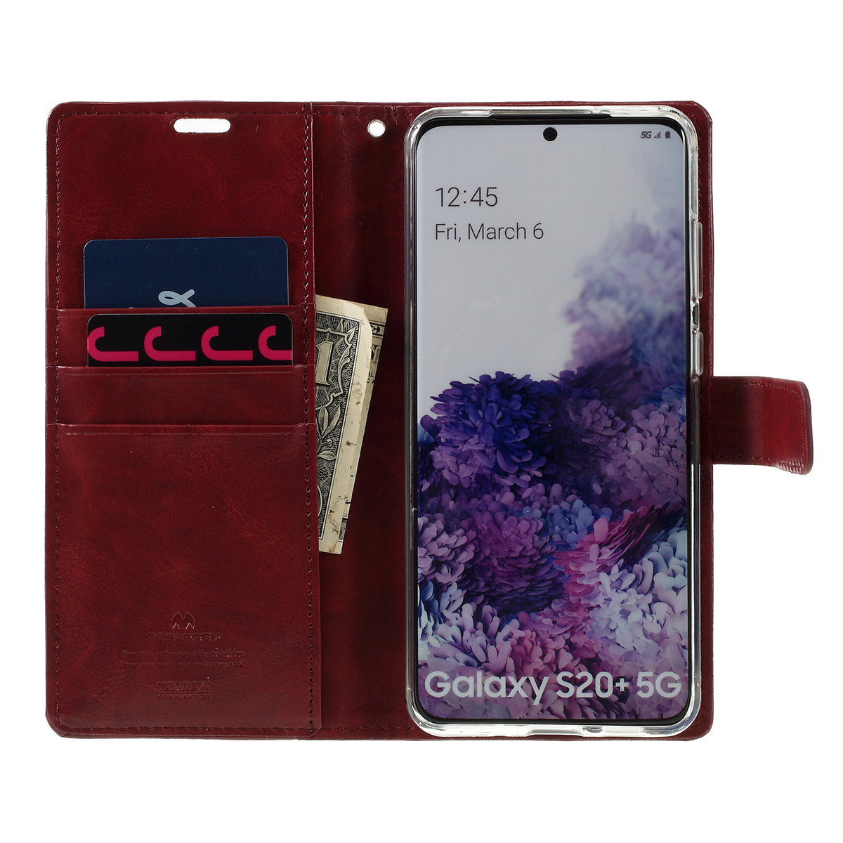 MERCURY GOOSPERY Blue Moon Magnetic Flap Leather Cover for Samsung Galaxy S20 Plus - Wine Red