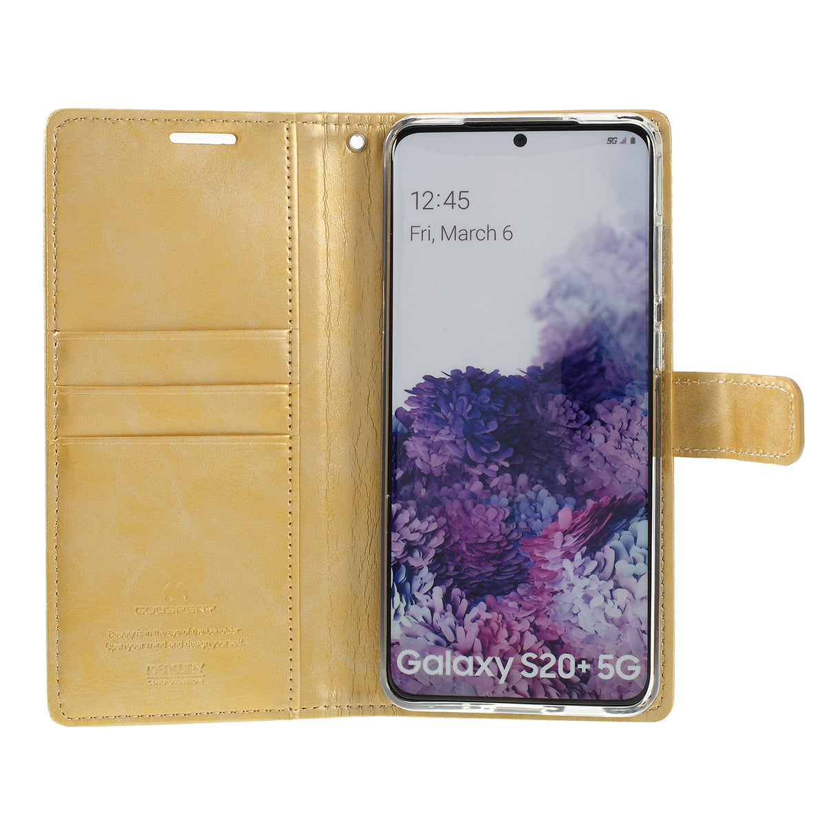 MERCURY GOOSPERY Blue Moon Magnetic Flap Leather Cover for Samsung Galaxy S20 Plus - Gold