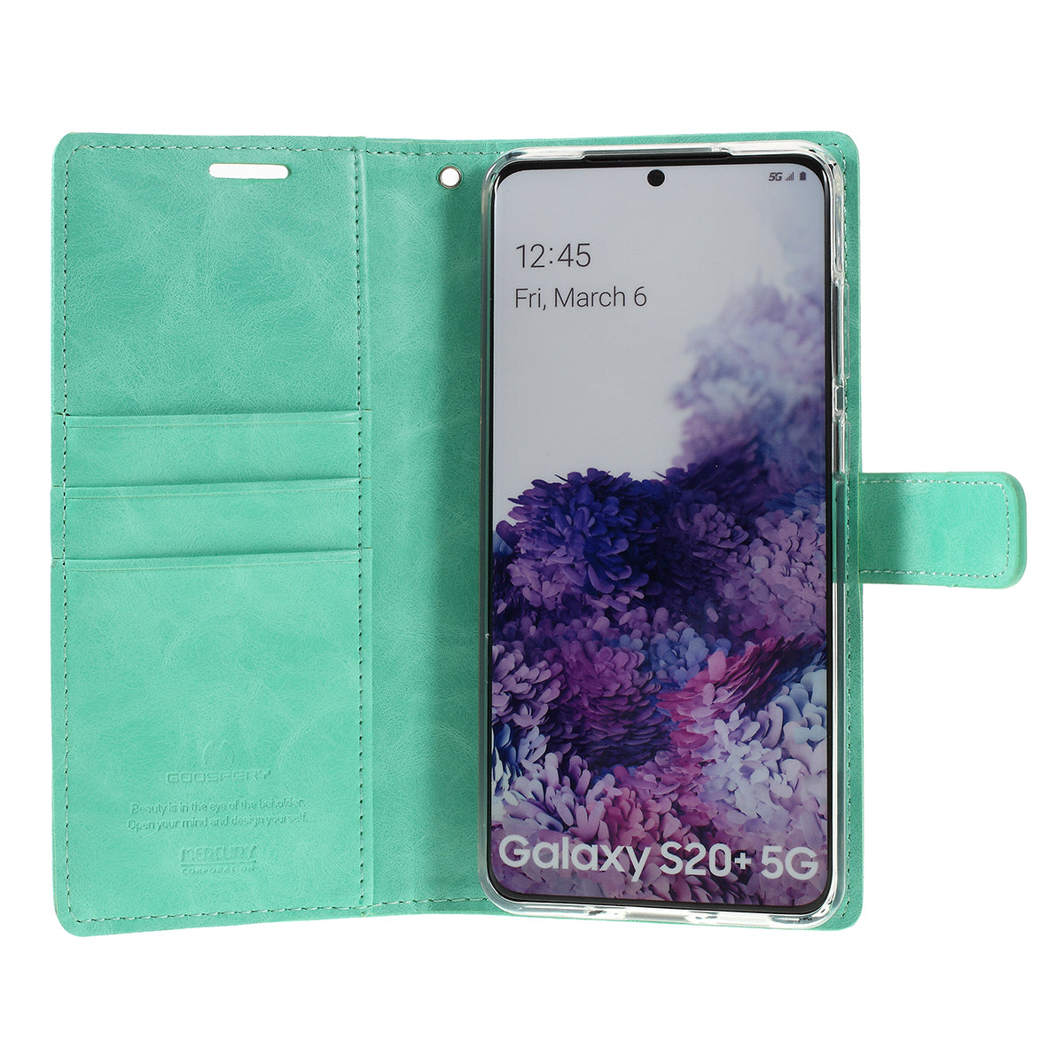 MERCURY GOOSPERY Blue Moon Magnetic Flap Leather Cover for Samsung Galaxy S20 Plus - Cyan