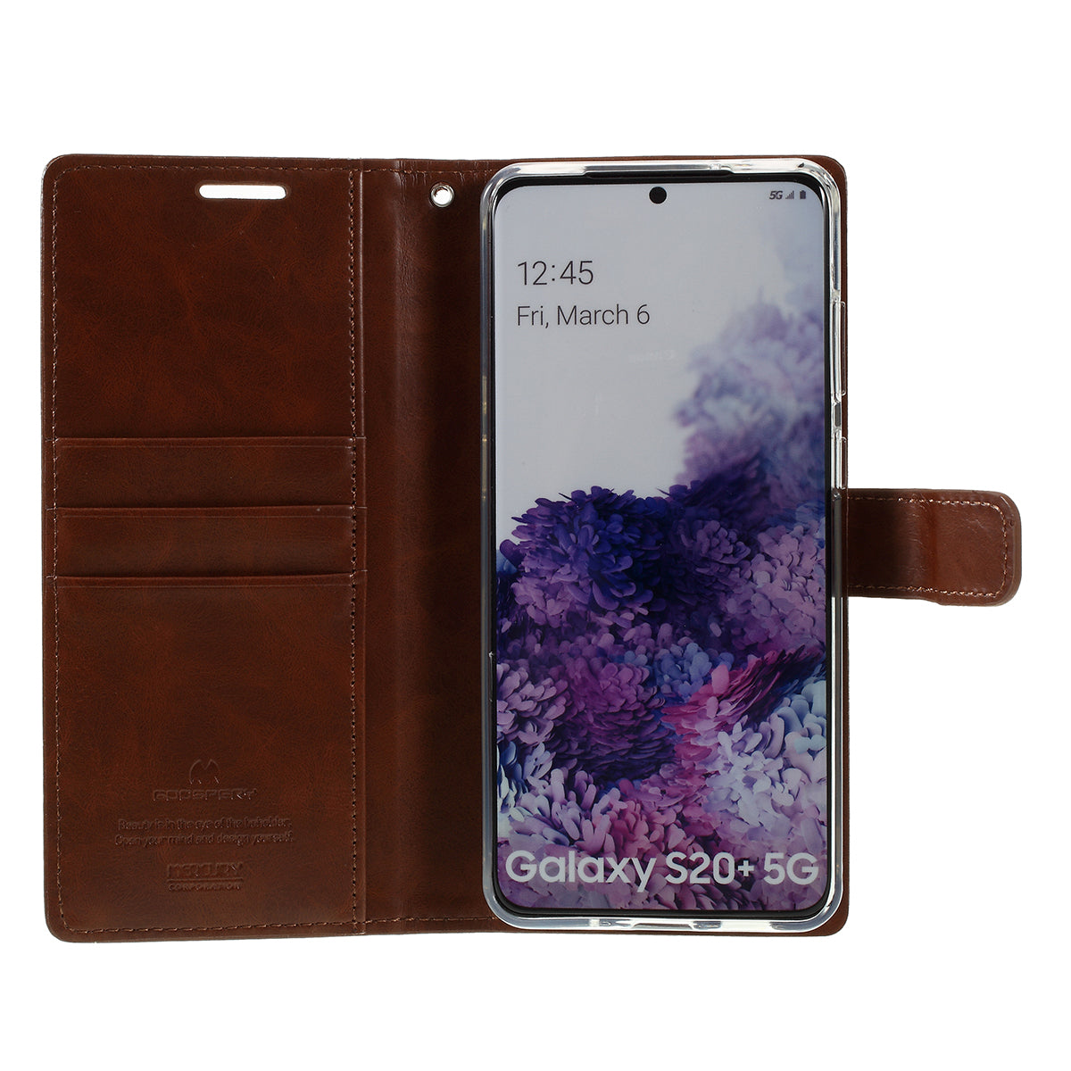 MERCURY GOOSPERY Blue Moon Magnetic Flap Leather Cover for Samsung Galaxy S20 Plus - Brown