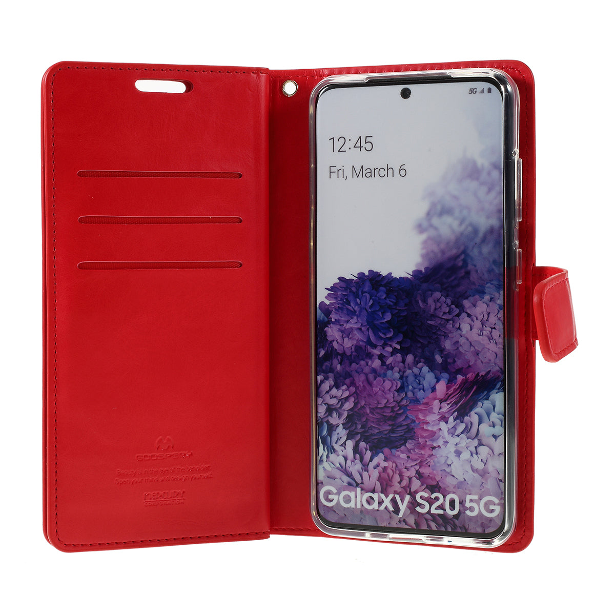 MERCURY GOOSPERY Mansoor Series Wallet Style Leather Cover Case for Samsung Galaxy S20 4G/S20 5G - Red