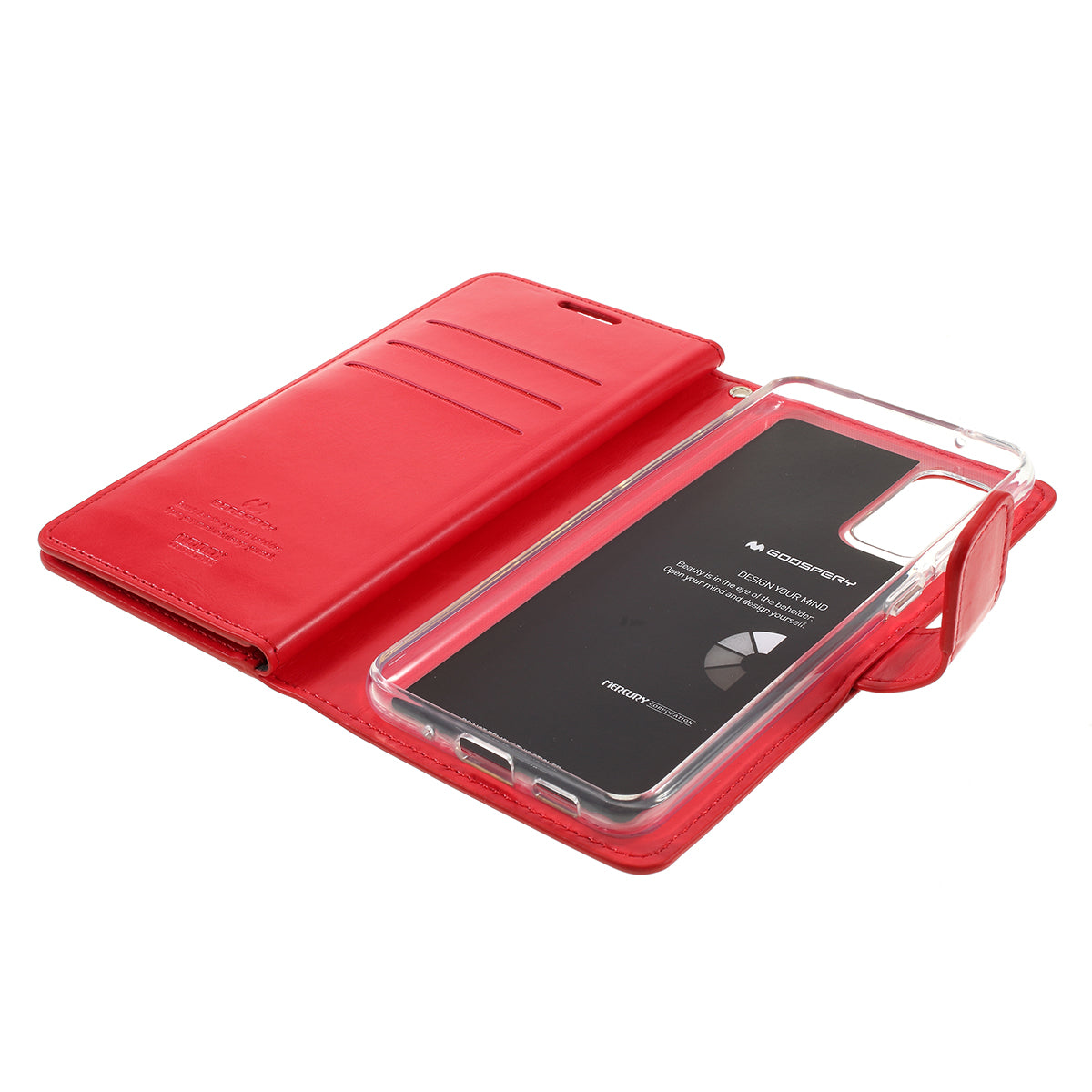 MERCURY GOOSPERY Mansoor Series Wallet Style Leather Cover Case for Samsung Galaxy S20 4G/S20 5G - Red