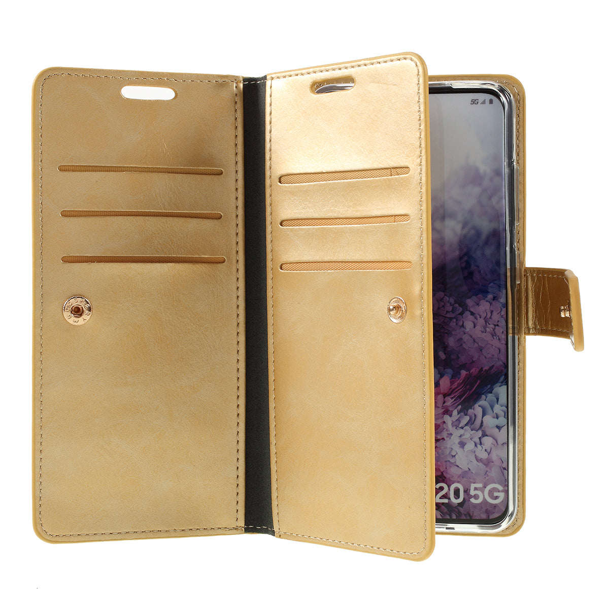 MERCURY GOOSPERY Mansoor Series Wallet Style Leather Cover Case for Samsung Galaxy S20 4G/S20 5G - Gold