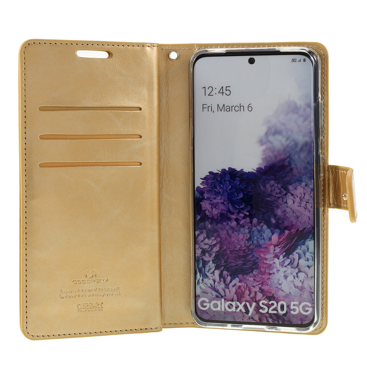 MERCURY GOOSPERY Mansoor Series Wallet Style Leather Cover Case for Samsung Galaxy S20 4G/S20 5G - Gold