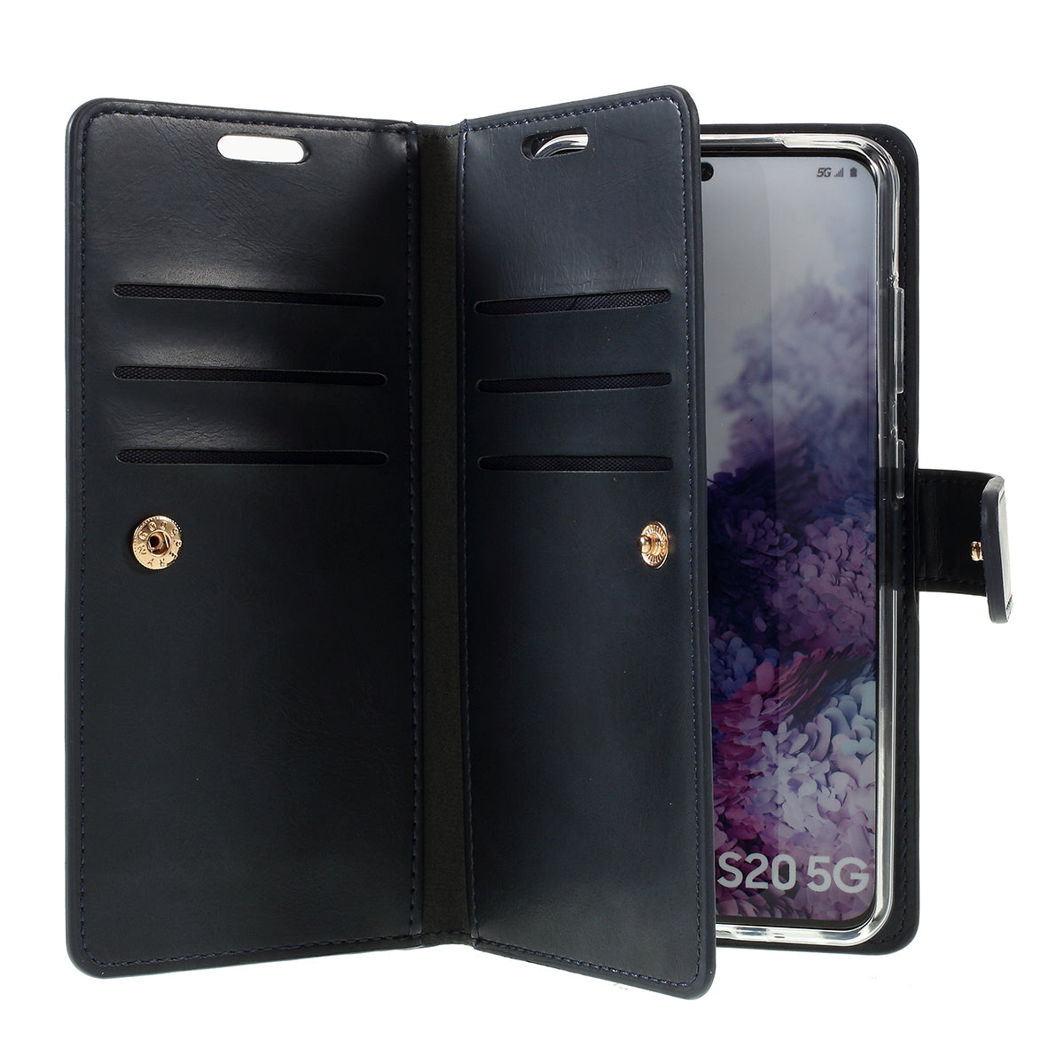 MERCURY GOOSPERY Mansoor Series Wallet Style Leather Cover Case for Samsung Galaxy S20 4G/S20 5G - Dark Blue