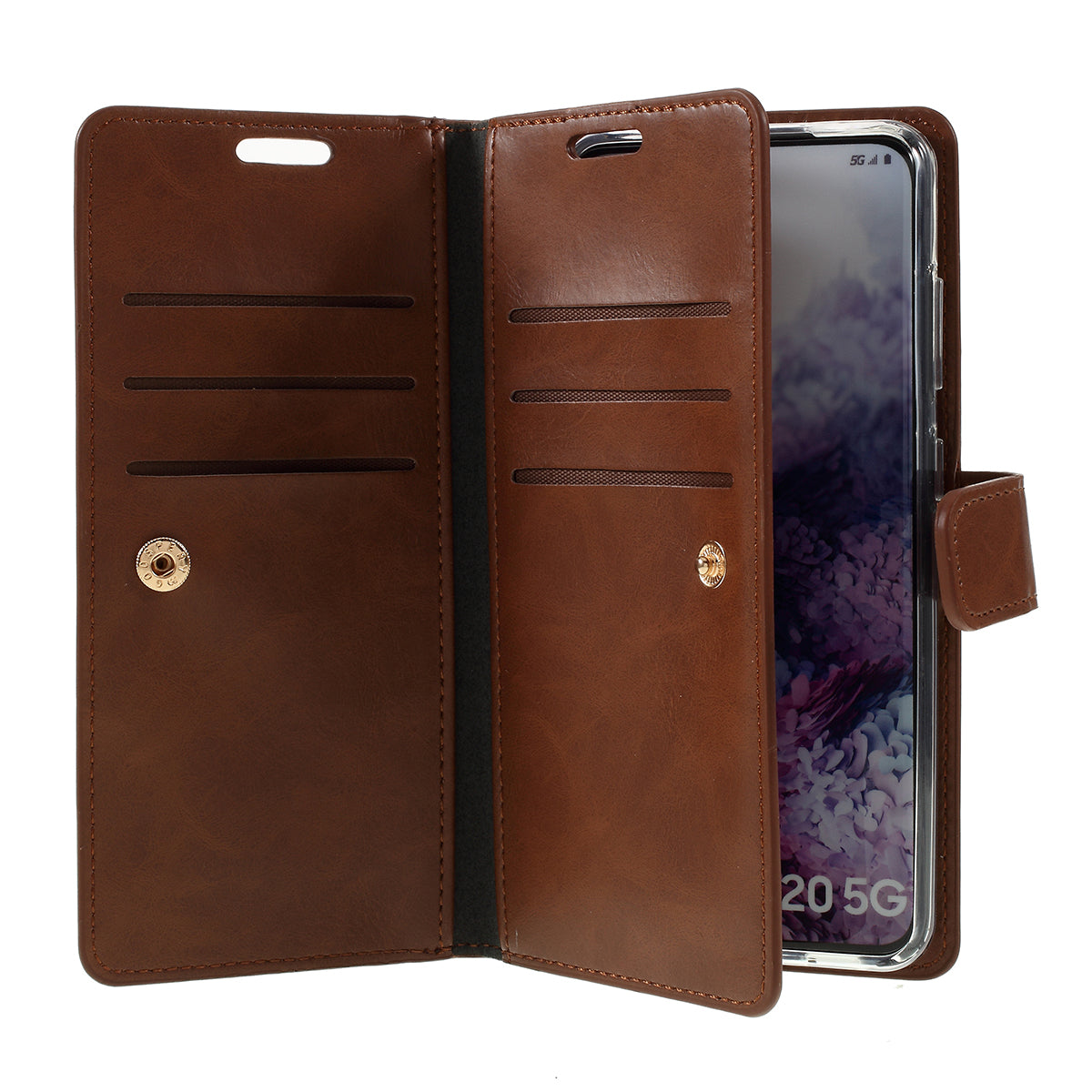 MERCURY GOOSPERY Mansoor Series Wallet Style Leather Cover Case for Samsung Galaxy S20 4G/S20 5G - Brown