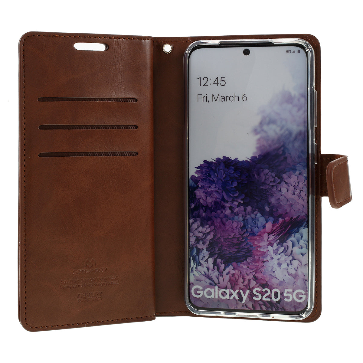 MERCURY GOOSPERY Mansoor Series Wallet Style Leather Cover Case for Samsung Galaxy S20 4G/S20 5G - Brown