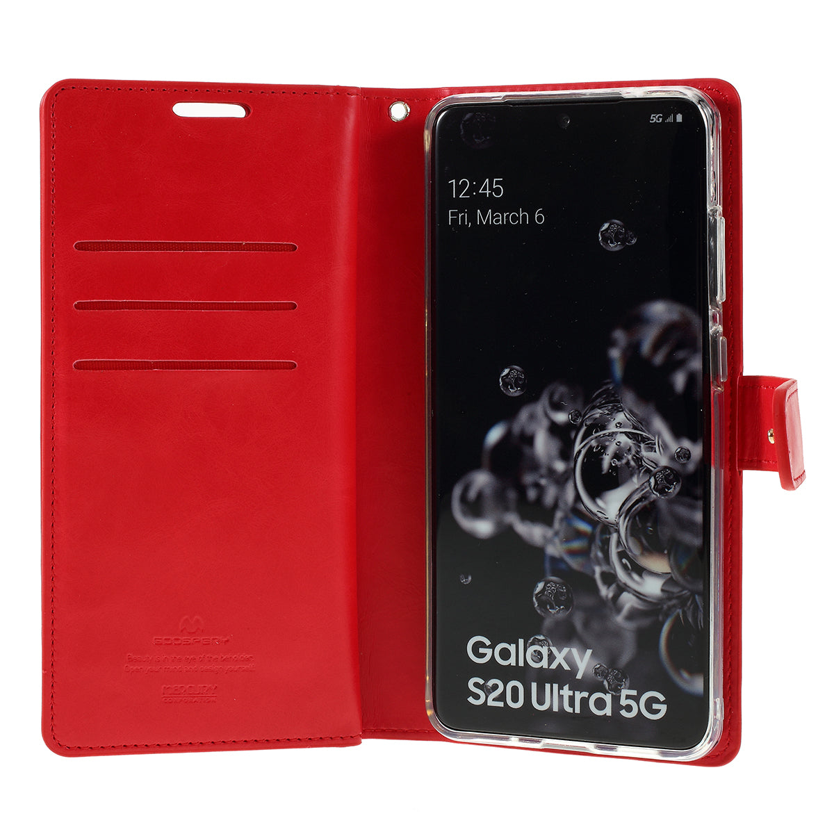 MERCURY GOOSPERY for Samsung Galaxy S20 Ultra Mansoor Wallet Diary Leather Mobile Phone Case - Red