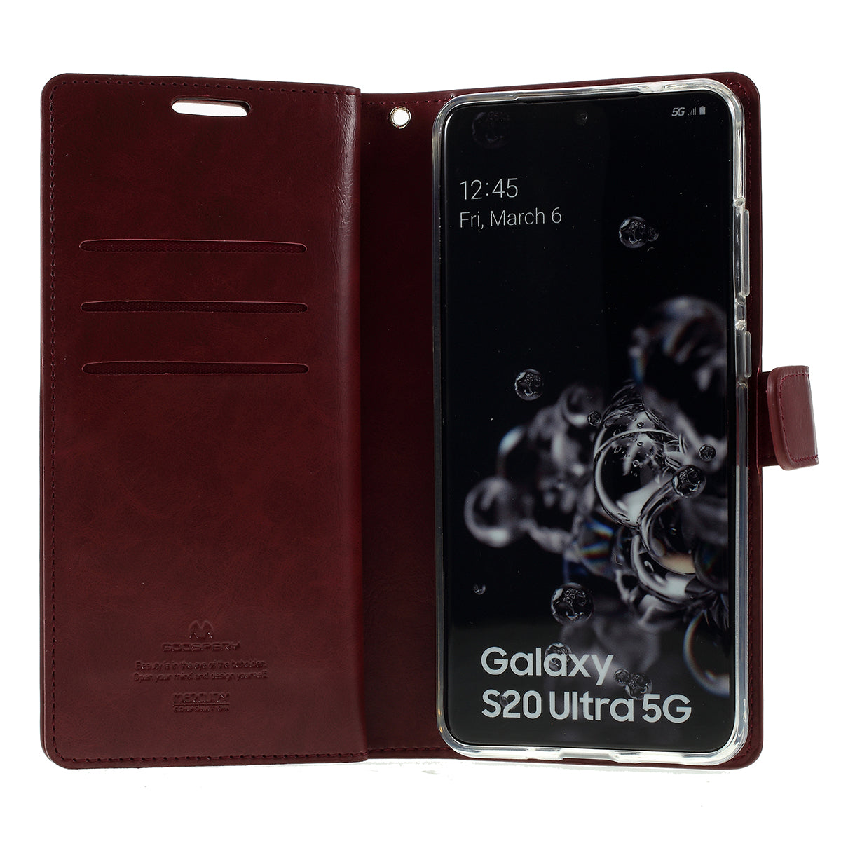 MERCURY GOOSPERY for Samsung Galaxy S20 Ultra Mansoor Wallet Diary Leather Mobile Phone Case - Wine Red