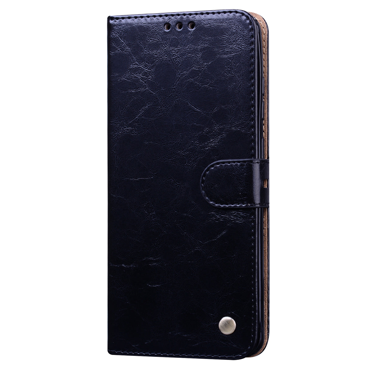 Business Style Oil Wax PU Leather Wallet Cover for Samsung Galaxy S20 Ultra - Black