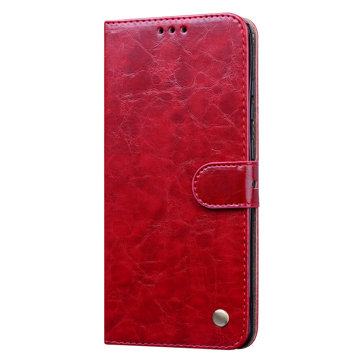 Business Style Oil Wax PU Leather Wallet Cover for Samsung Galaxy S20 Ultra - Red