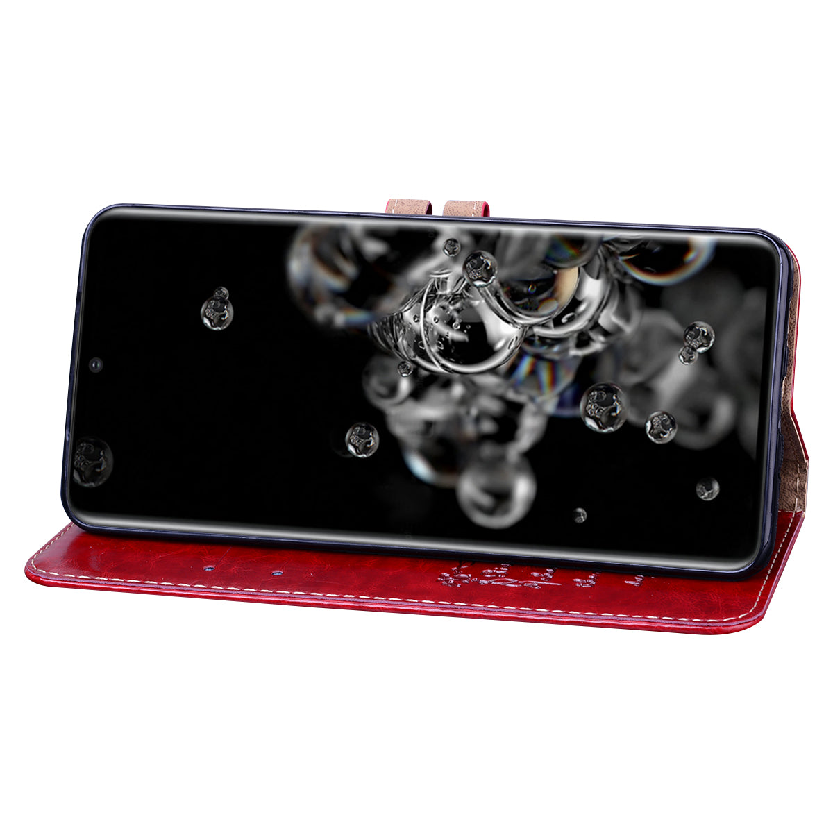 Business Style Oil Wax PU Leather Wallet Cover for Samsung Galaxy S20 Ultra - Red