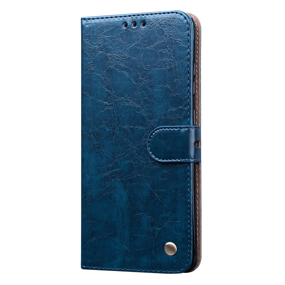 Business Style Oil Wax PU Leather Wallet Cover for Samsung Galaxy S20 Ultra - Blue