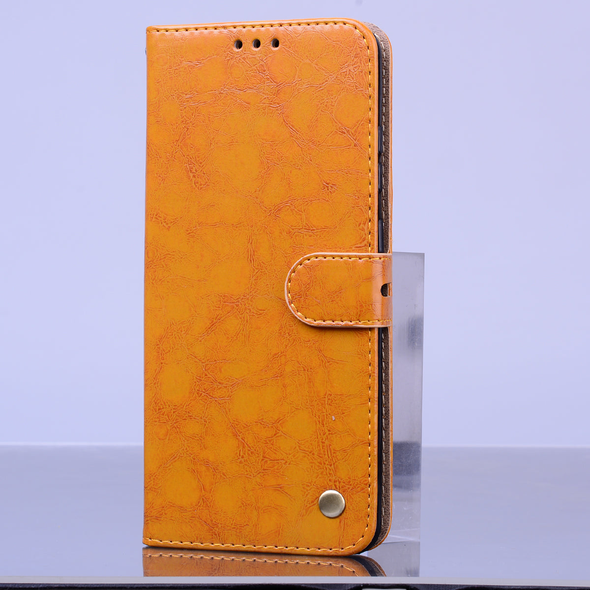 Business Style Oil Wax PU Leather Wallet Cover for Samsung Galaxy S20 Ultra - Brown