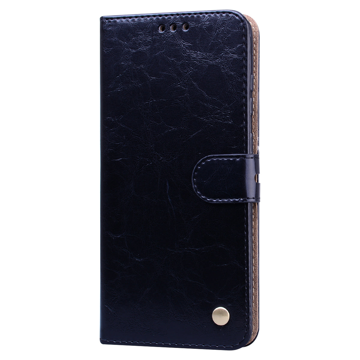 Oil Wax PU Leather Business Style Cell Phone Case for Samsung Galaxy S20 4G/S20 5G - Black