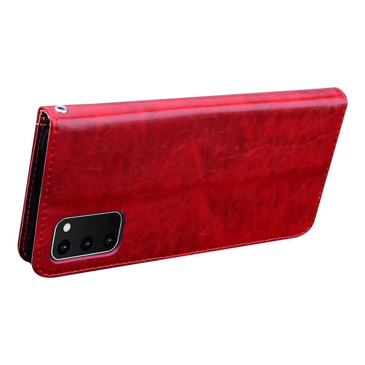 Oil Wax PU Leather Business Style Cell Phone Case for Samsung Galaxy S20 4G/S20 5G - Red