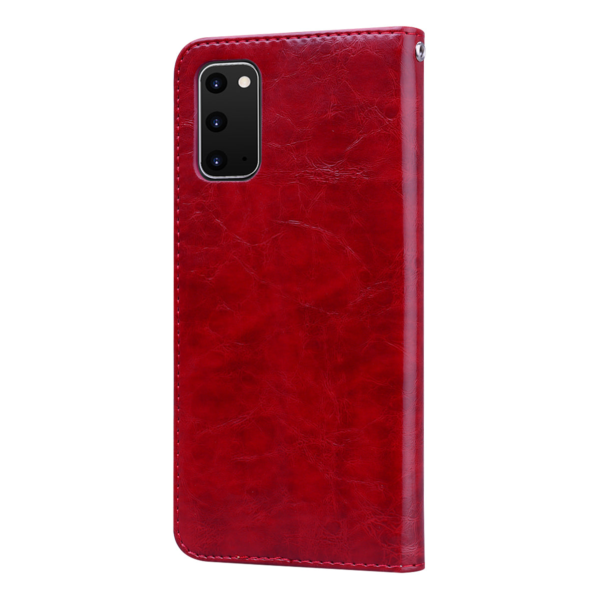 Oil Wax PU Leather Business Style Cell Phone Case for Samsung Galaxy S20 4G/S20 5G - Red