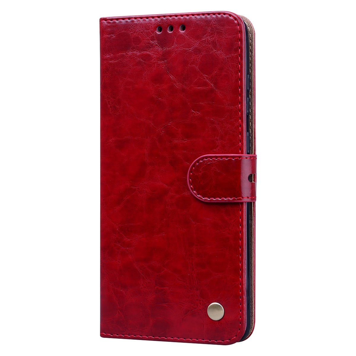 Oil Wax PU Leather Business Style Cell Phone Case for Samsung Galaxy S20 4G/S20 5G - Red