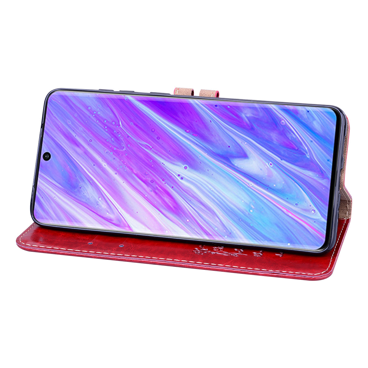 Oil Wax PU Leather Business Style Cell Phone Case for Samsung Galaxy S20 4G/S20 5G - Red