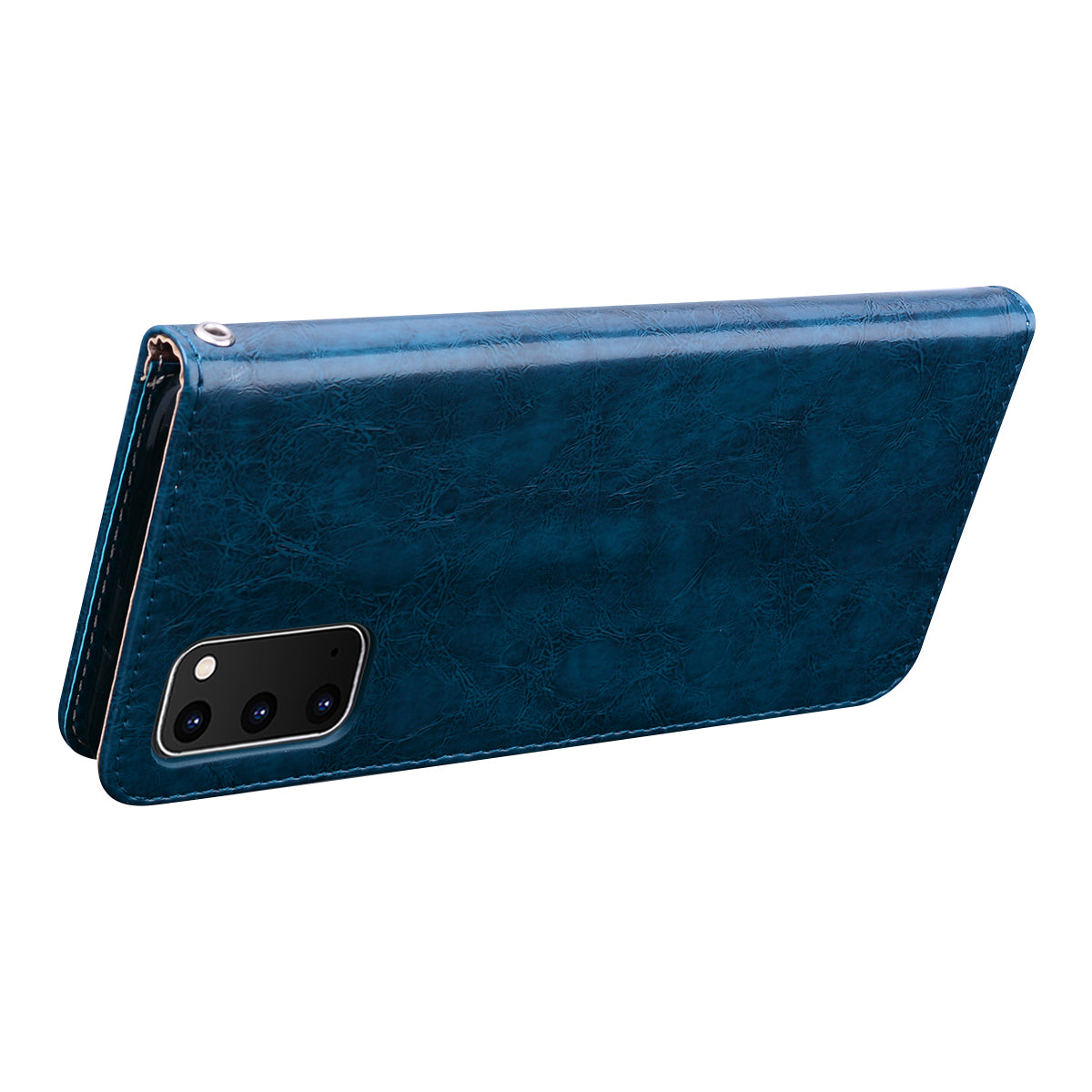 Oil Wax PU Leather Business Style Cell Phone Case for Samsung Galaxy S20 4G/S20 5G - Blue